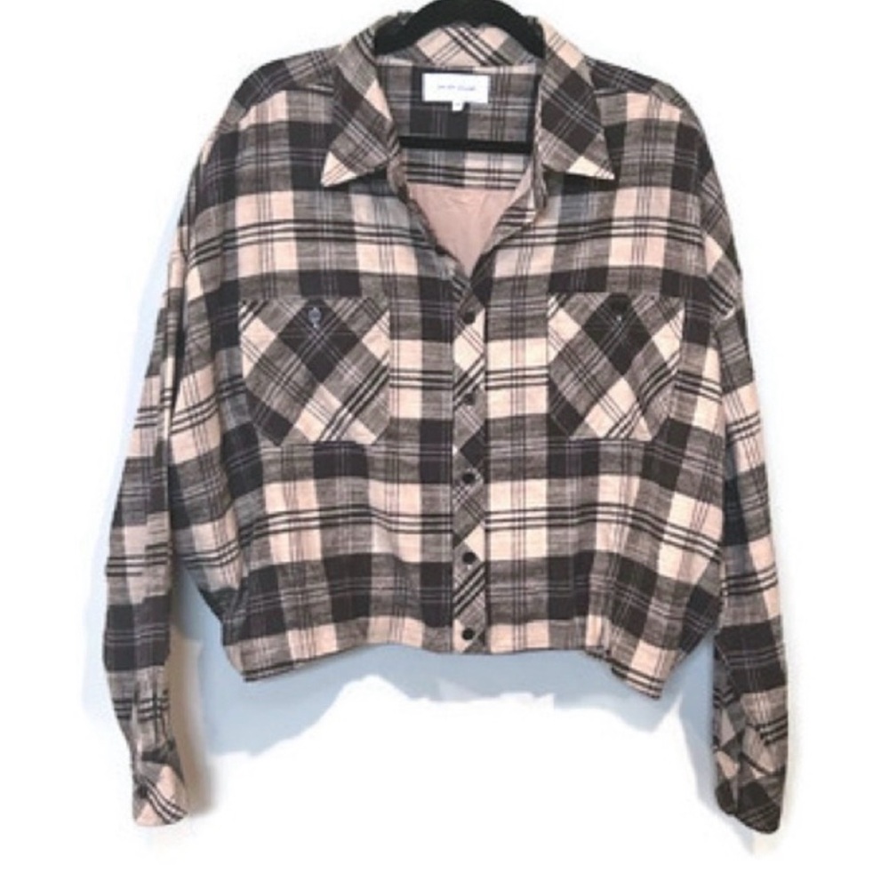 Dear John Black and Cream Plaid Button-front cropped jacket